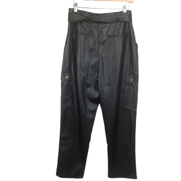 Jason Wu Vegan Faux Leather Black Cargo pants size 8 Straight leg NWT - Picture 5 of 10